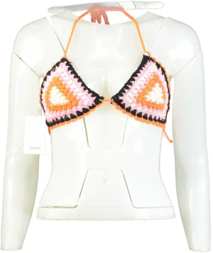 Bershka Multicolour Crochet Bikini Top UK M