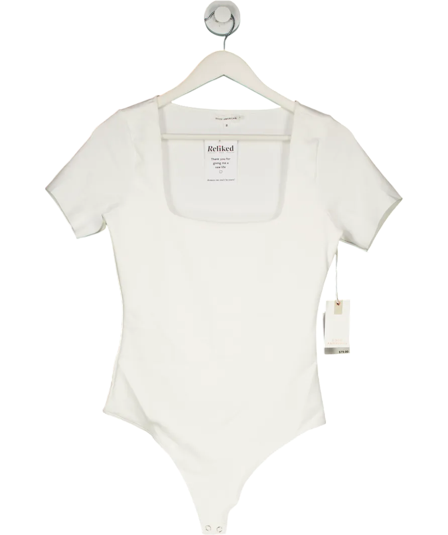 Good American White Scuba T-shirt Bodysuit UK M