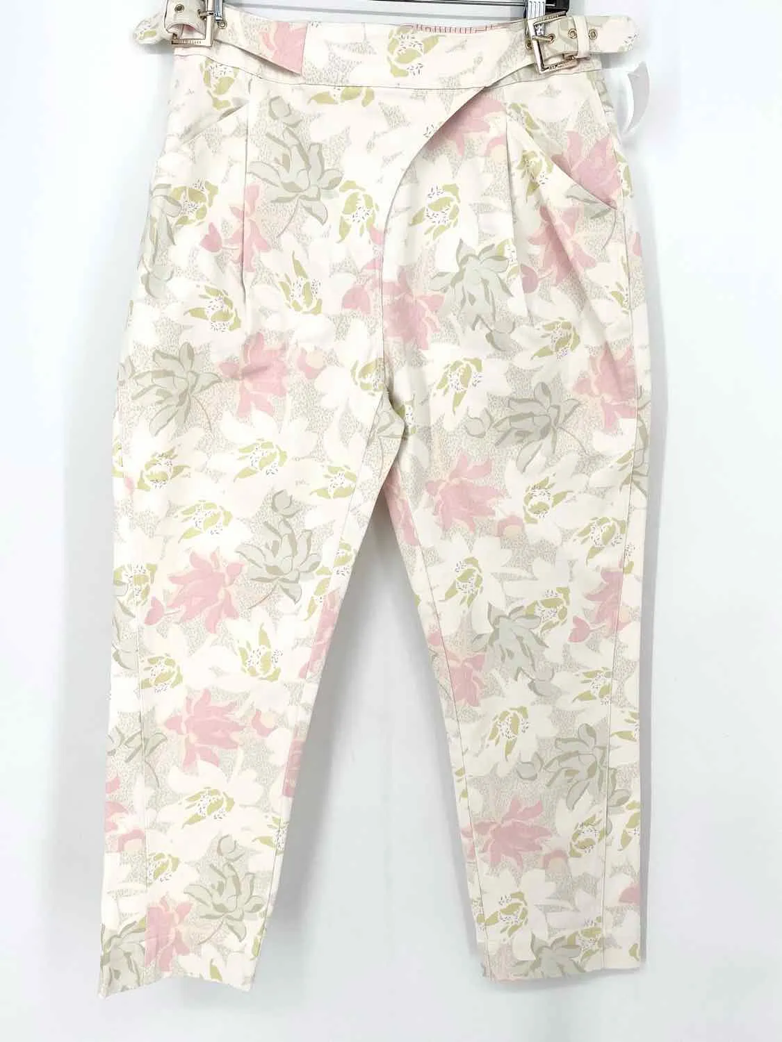Ted Baker Aphraa Women's White/Pink Capri Cotton Blend Floral Size 8 Pants