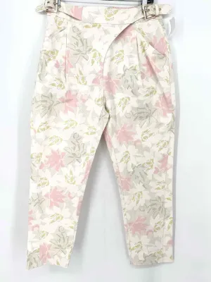 Ted Baker Aphraa Women's White/Pink Capri Cotton Blend Floral Size 8 Pants