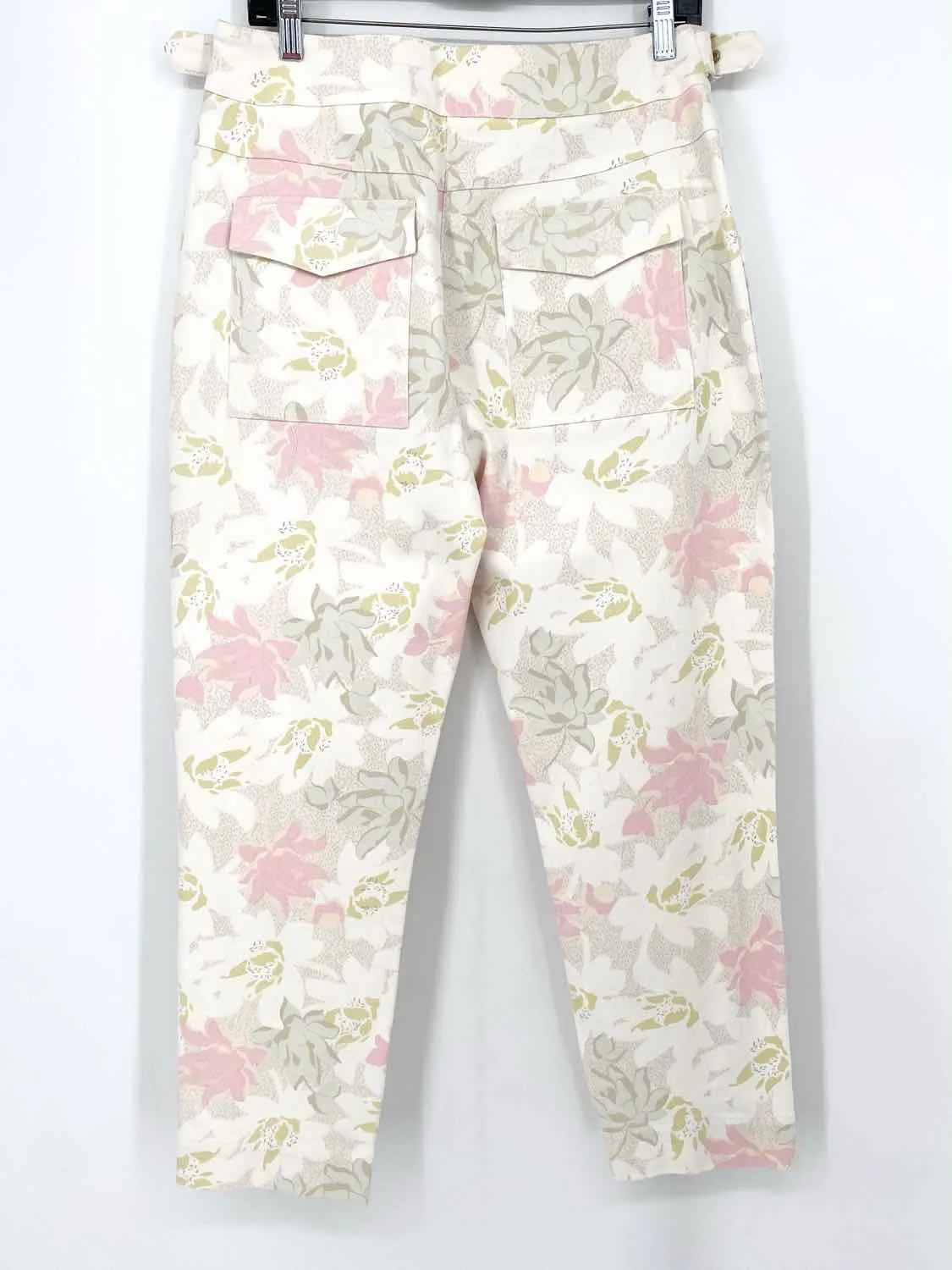 Ted Baker Aphraa Women's White/Pink Capri Cotton Blend Floral Size 8 Pants