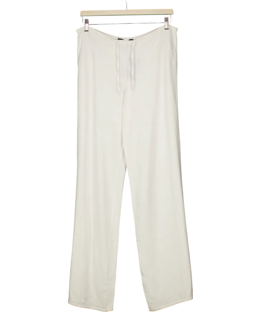 Urban Outfitters White Linen Look Drawstring Trousers UK S